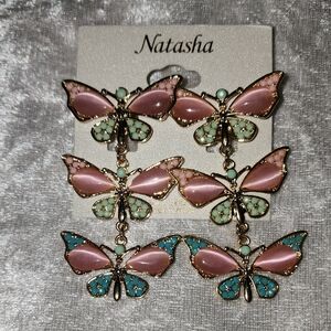 NWT STUNNING NATASHA BUTTERFLY 🦋EARRINGS/ DANGLE 🦋💓✨️🦋💓✨️